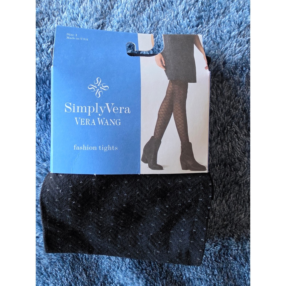 Simply Vera Wang Tights Size 1 Black Chevron Sheer fashion tights